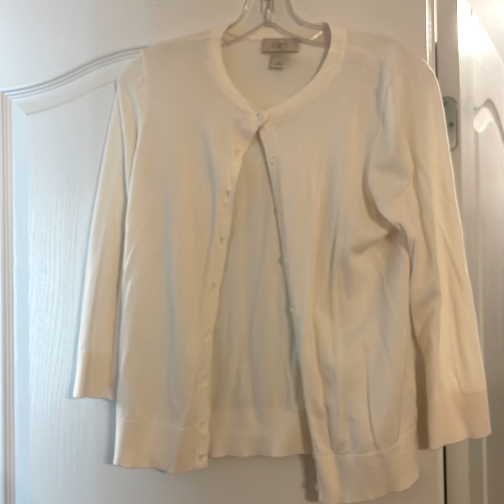 Loft 3/4 sleeve crew neck cardigan.